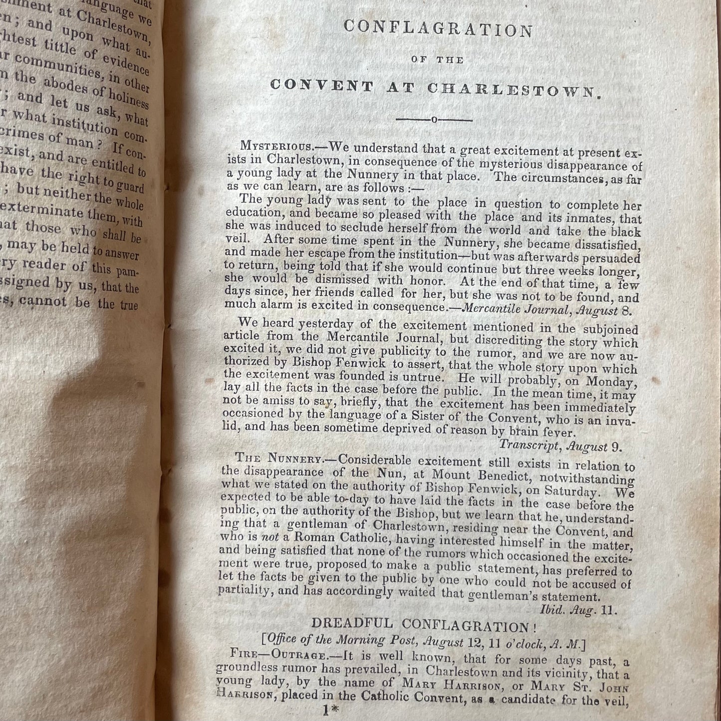 An Account of the Conflagration of the Ursuline Convent | 1834