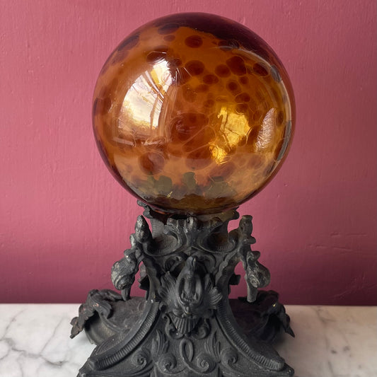 Antique Witch Ball on Victorian Gothic Base