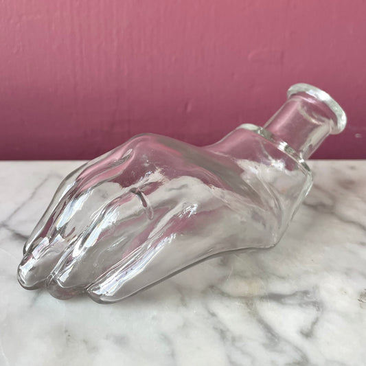 Antique Hand Shaped Glass Bottle