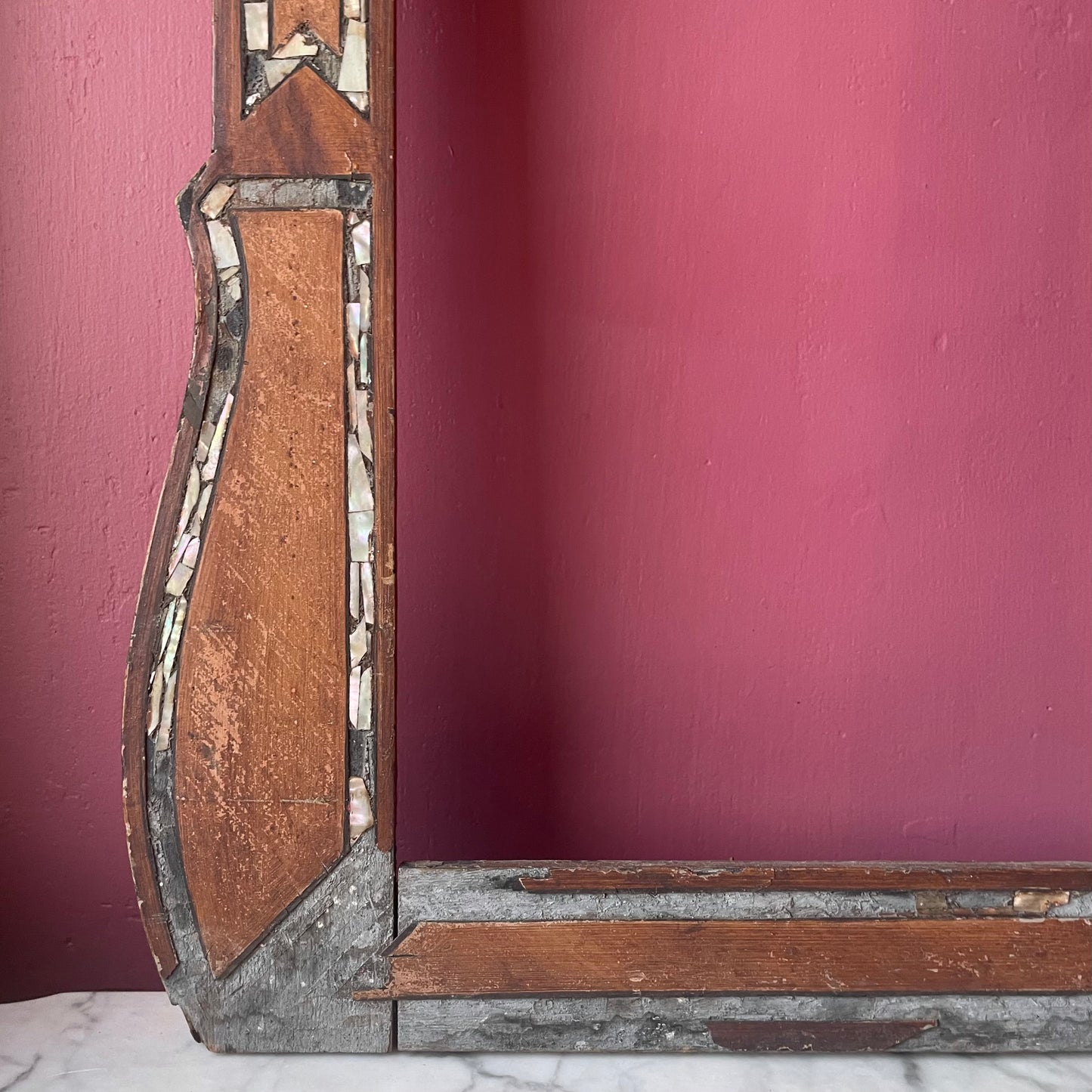 Antique Art Nouveau Pearl Inlaid Frame