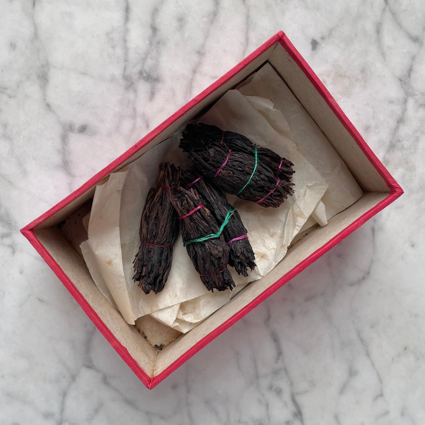 Antique Chinese Tea Box with Original Contents