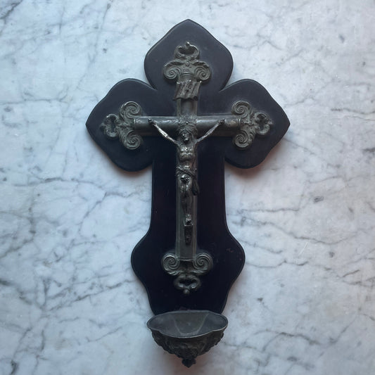 Antique French Ebonized Holy Water Font | Bénitier