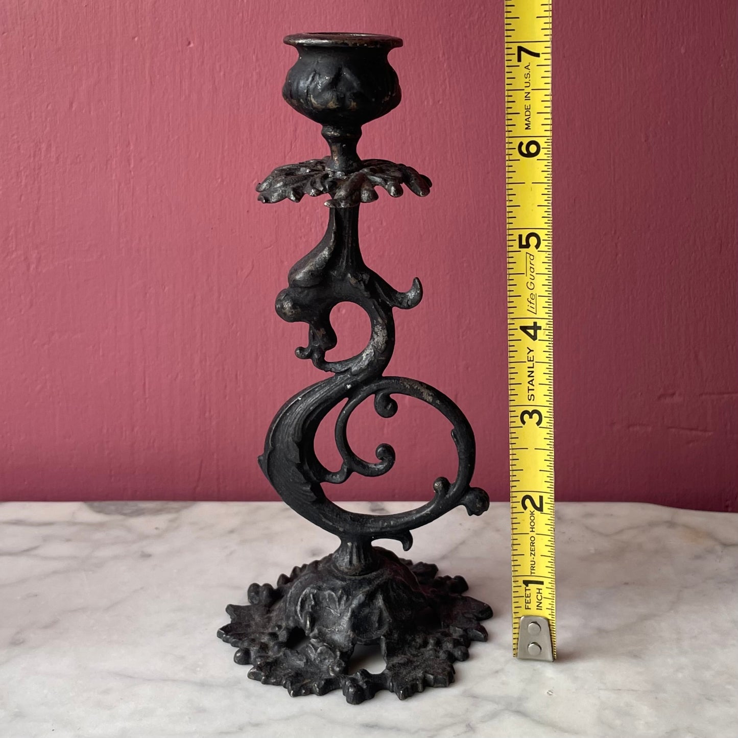 Antique Cast Iron Griffin Candleholders