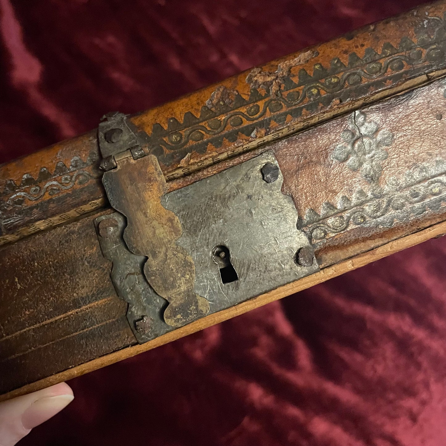 Antique Leather Covered Document Box with Key | c. 1800