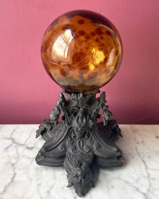 Antique Witch Ball on Victorian Gothic Base