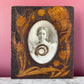 Antique Art Nouveau Pyrography Frame with Photo & Hair