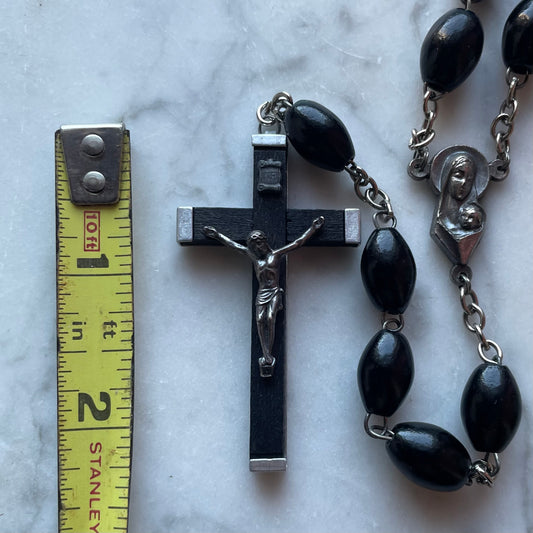 Vintage Oversized Ebonized Wood Rosary