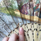 Victorian Pierced Bone Fan with Hand Colored Leaves