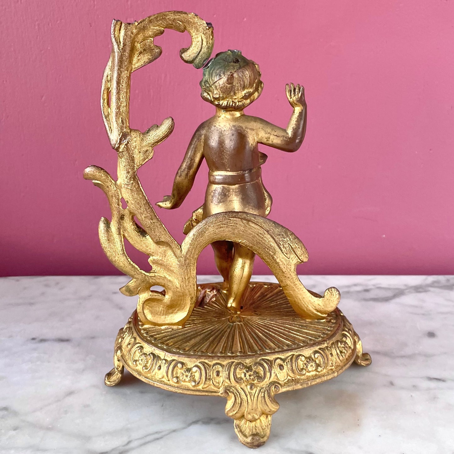 Antique Art Nouveau Pocket Watch Stand with Putto