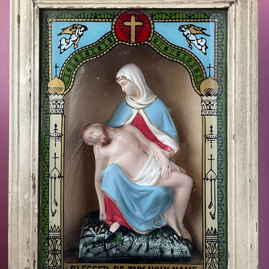 Antique Last Rites Shadow Box with Pietà