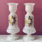 Victorian White Bristol Glass Vases
