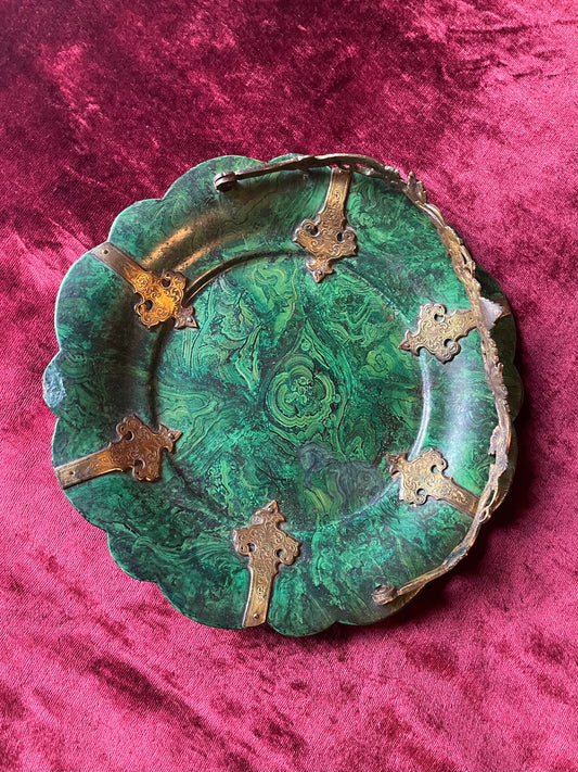 Victorian Faux Malachite Calling Card Tray