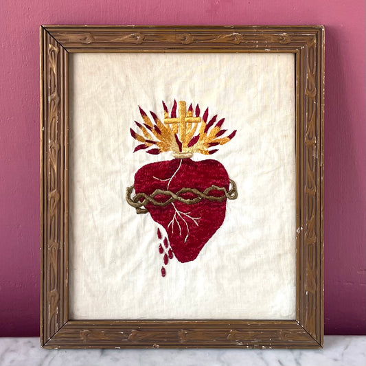 Antique Sacred Heart Embroidery