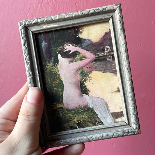 Antique Miniature Framed Nude | Bathing Beauty