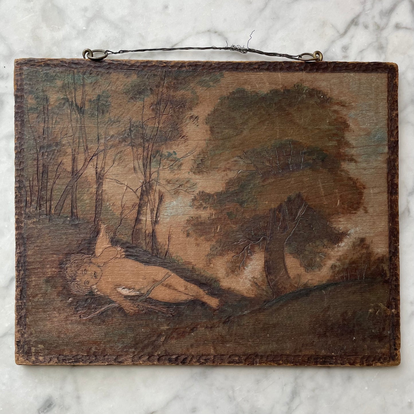 “A Sleeping Love” | Antique Pyrography
