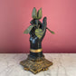 Victorian Revival Black Figural Hand Metal Candleholder