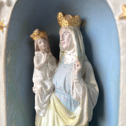Vintage Madonna & Child Chalkware | Saint Anne de Beaupré Souvenir