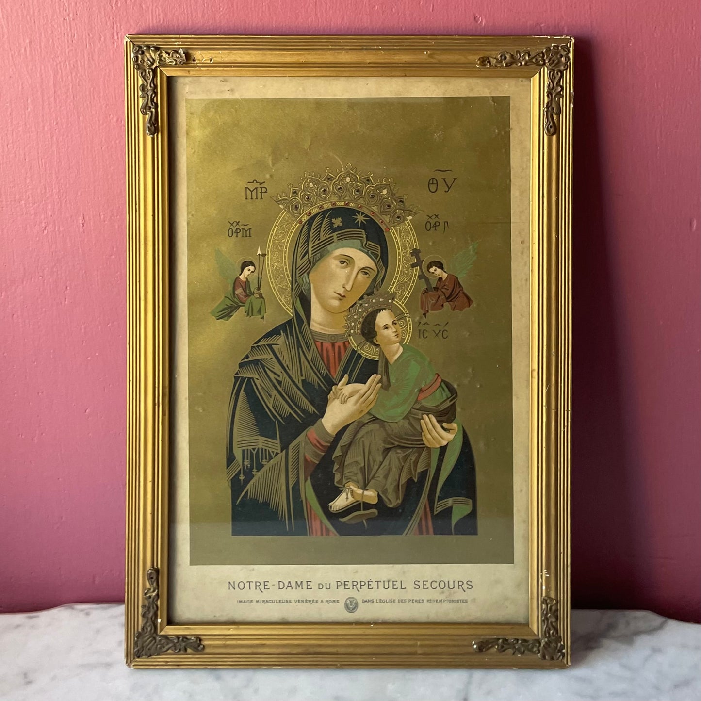 Notre Dame du Perpetuel Secours Antique Framed Print