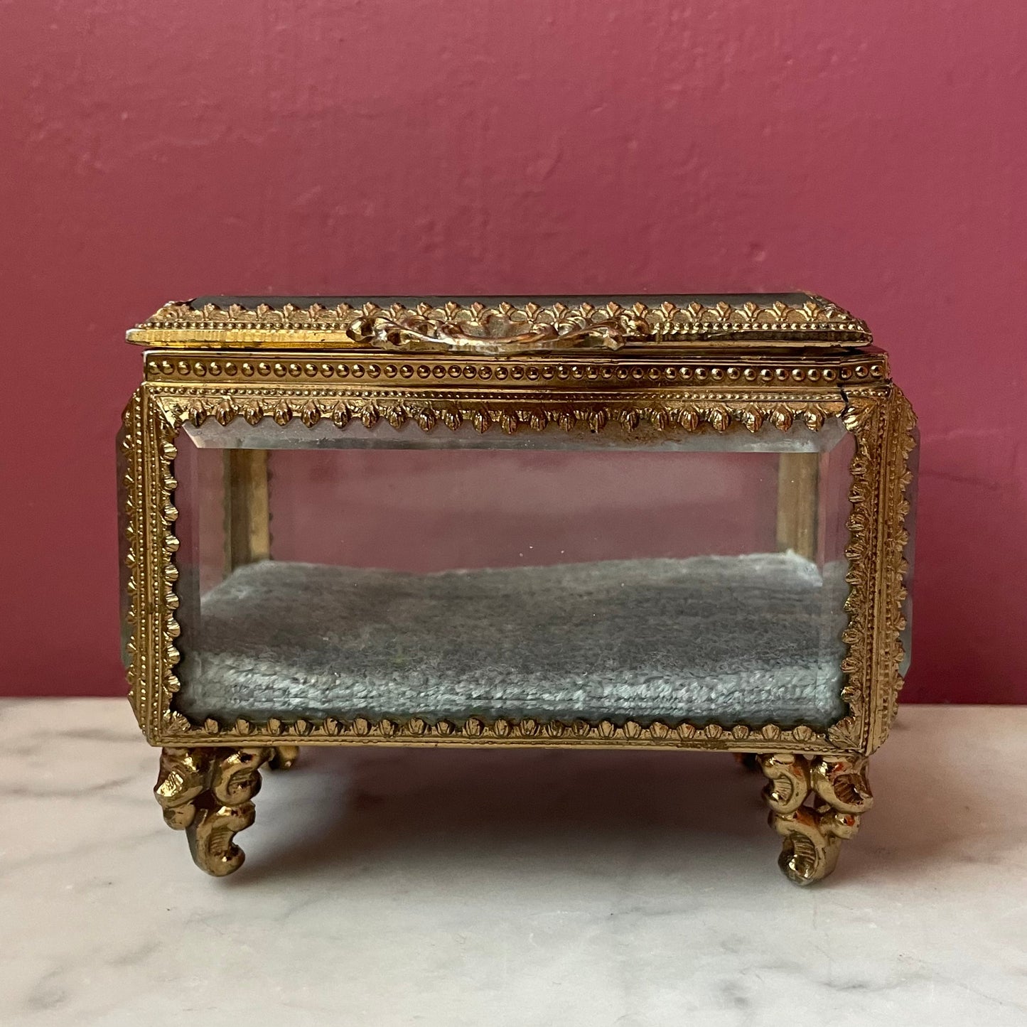 Victorian Revival Bevelled Glass Jewelry Box