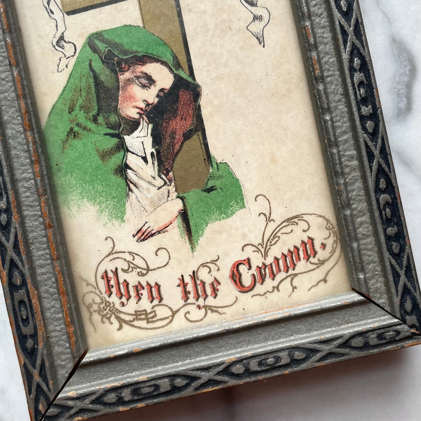 Antique Mother of Sorrows | Framed Miniature Print | First the Cross, Then the Crown