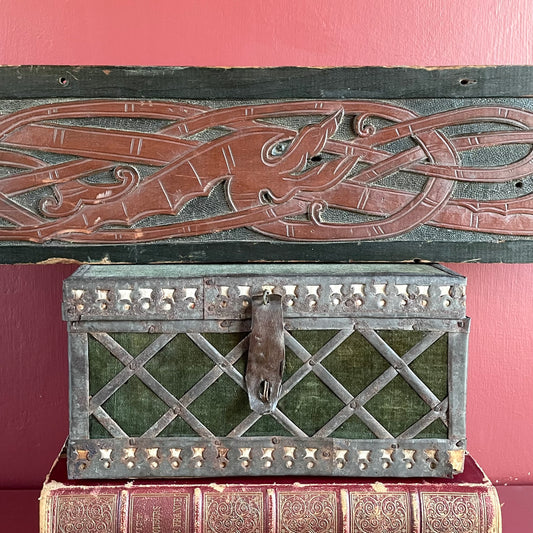 Antique Carved Wood Celtic Dragon Panel