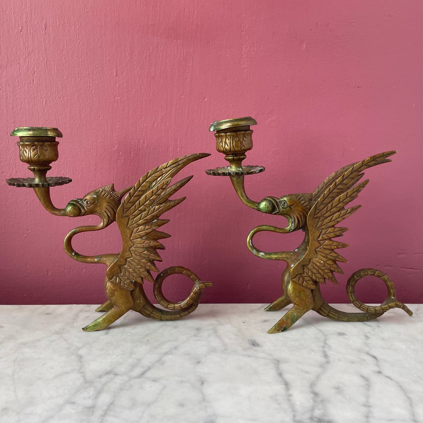 Vintage Griffin Candleholders