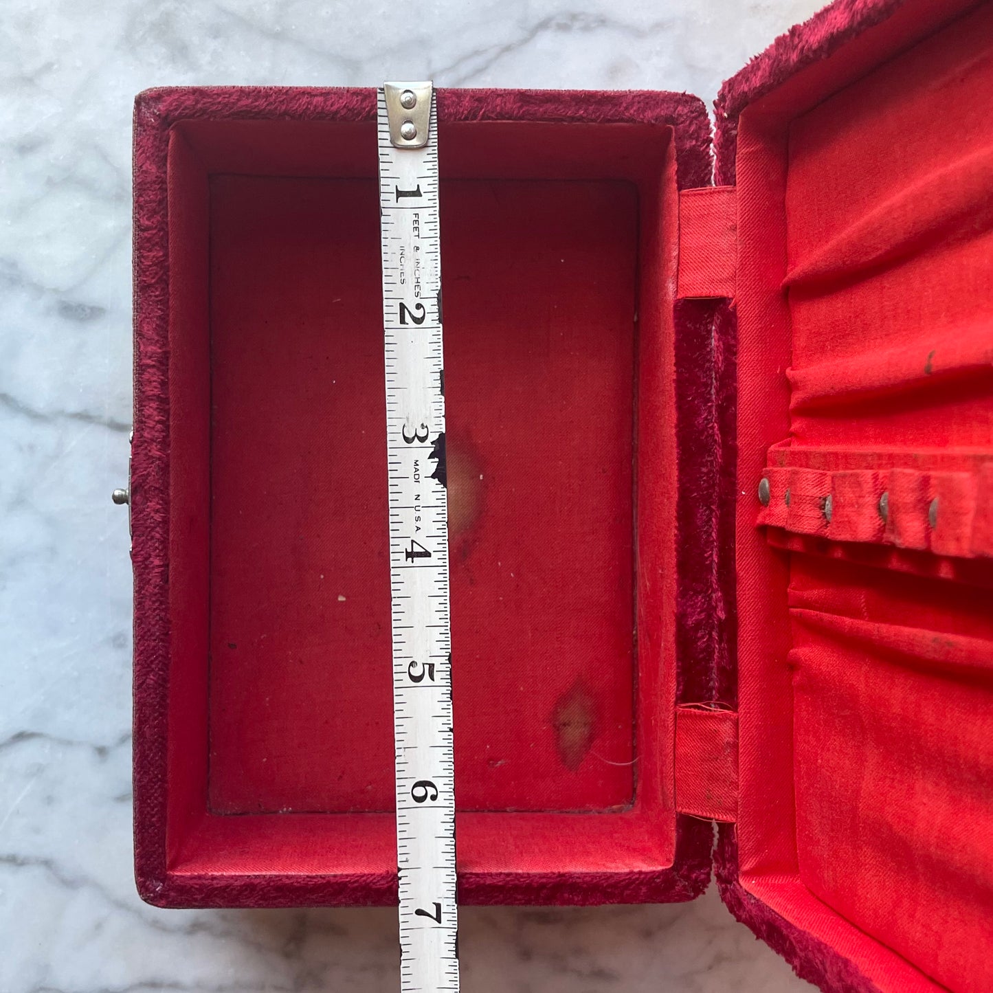 Victorian Red Velvet Sewing Box