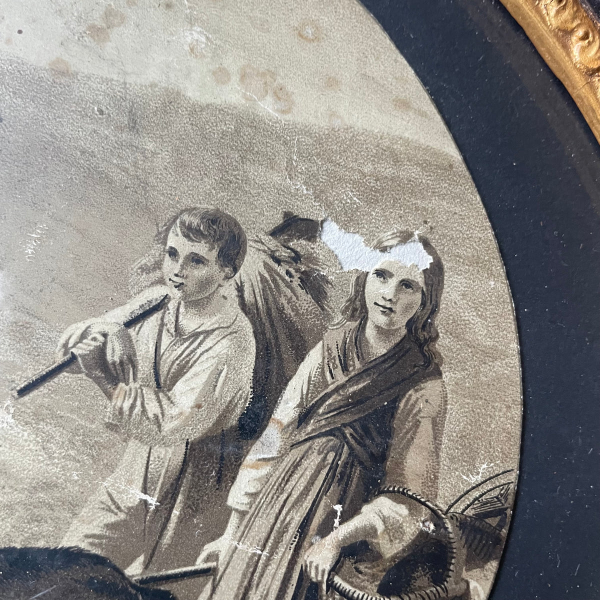 Girls & Their Goats | Victorian Ink Drawing