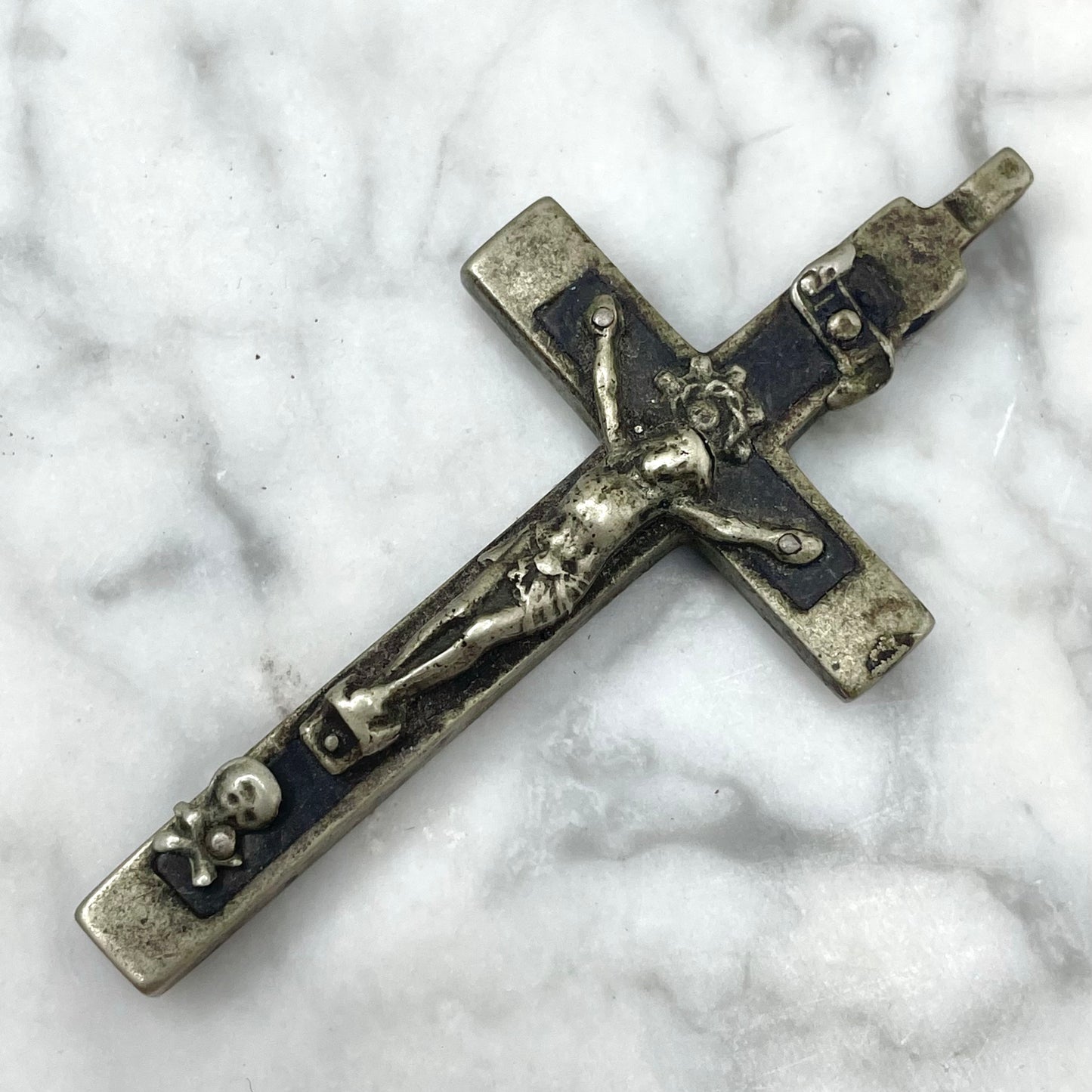 Antique Ebony Wood Crucifix Pendant
