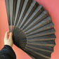 Victorian Hand Painted Black Silk Fan