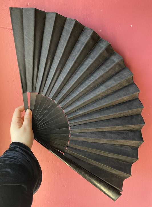 Victorian Hand Painted Black Silk Fan