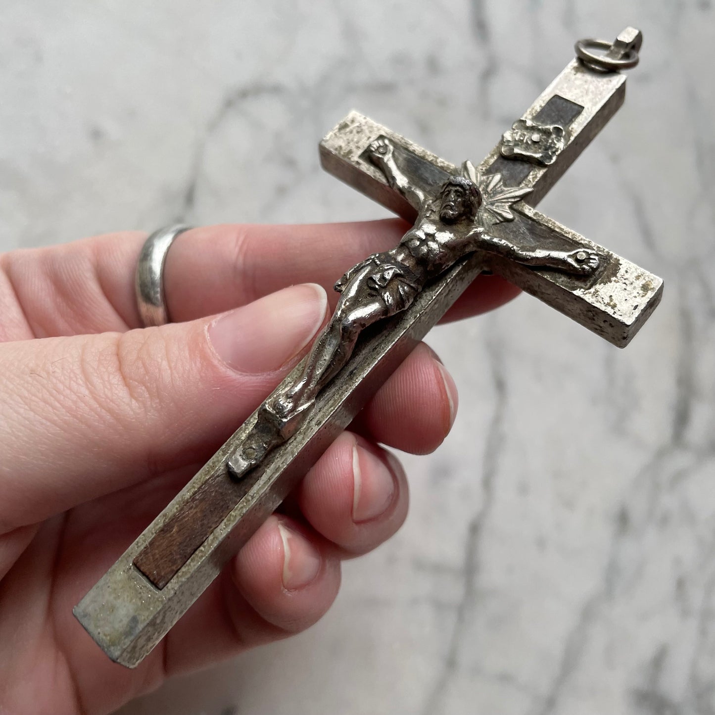 Antique Wood and Metal Crucifix