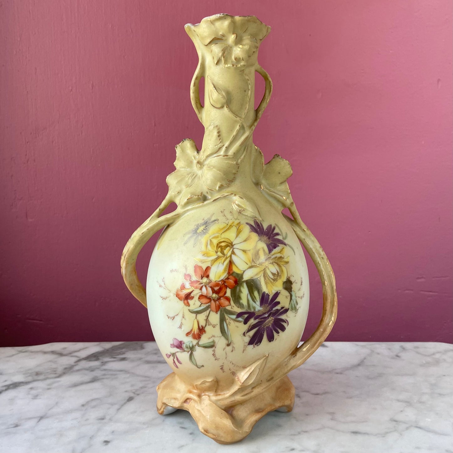 Antique Art Nouveau Floral Vase
