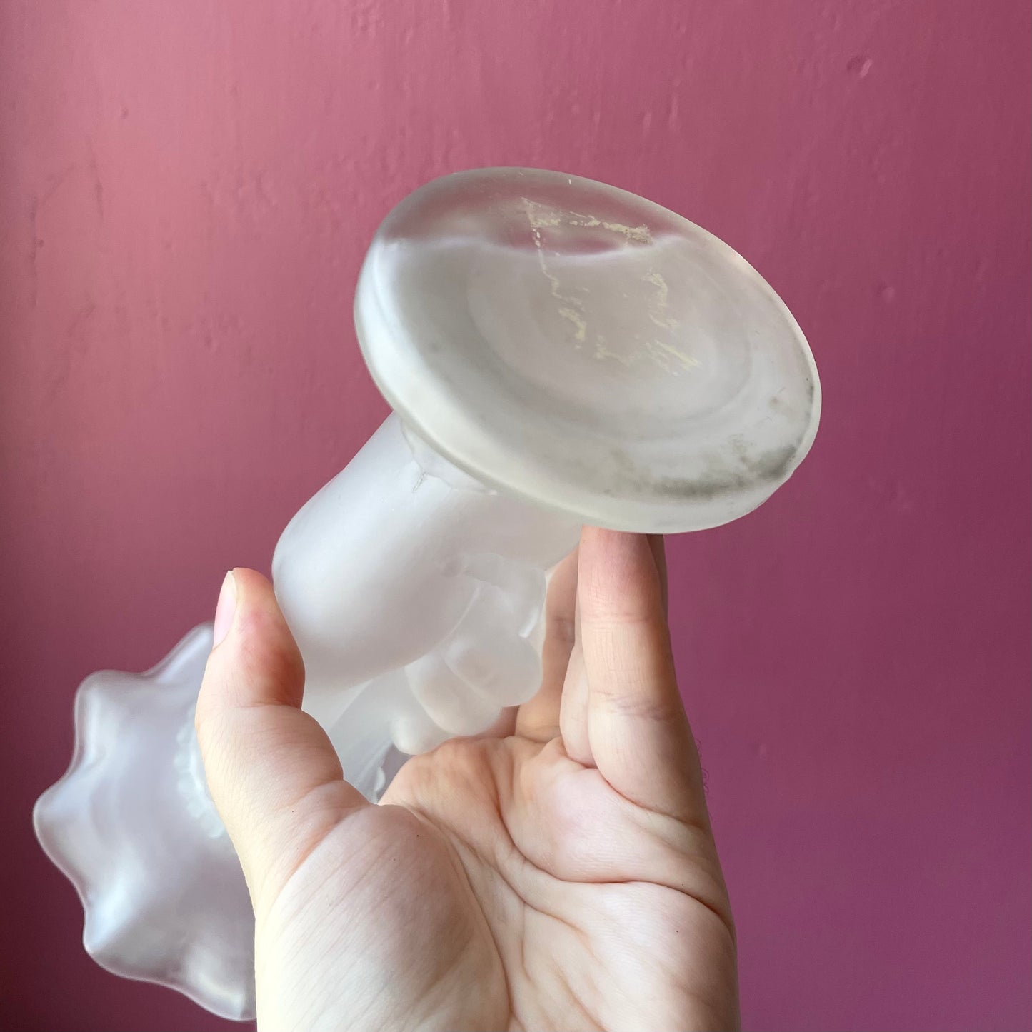 Antique Frosted Glass Hand Vase