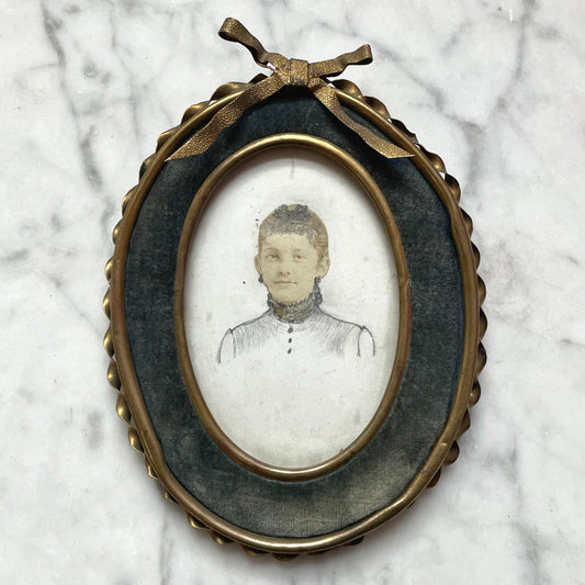 Victorian Photo Collage in Original Velvet Frame