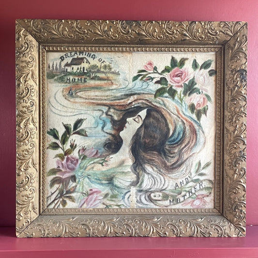 Victorian Art Nouveau Painting on Fabric