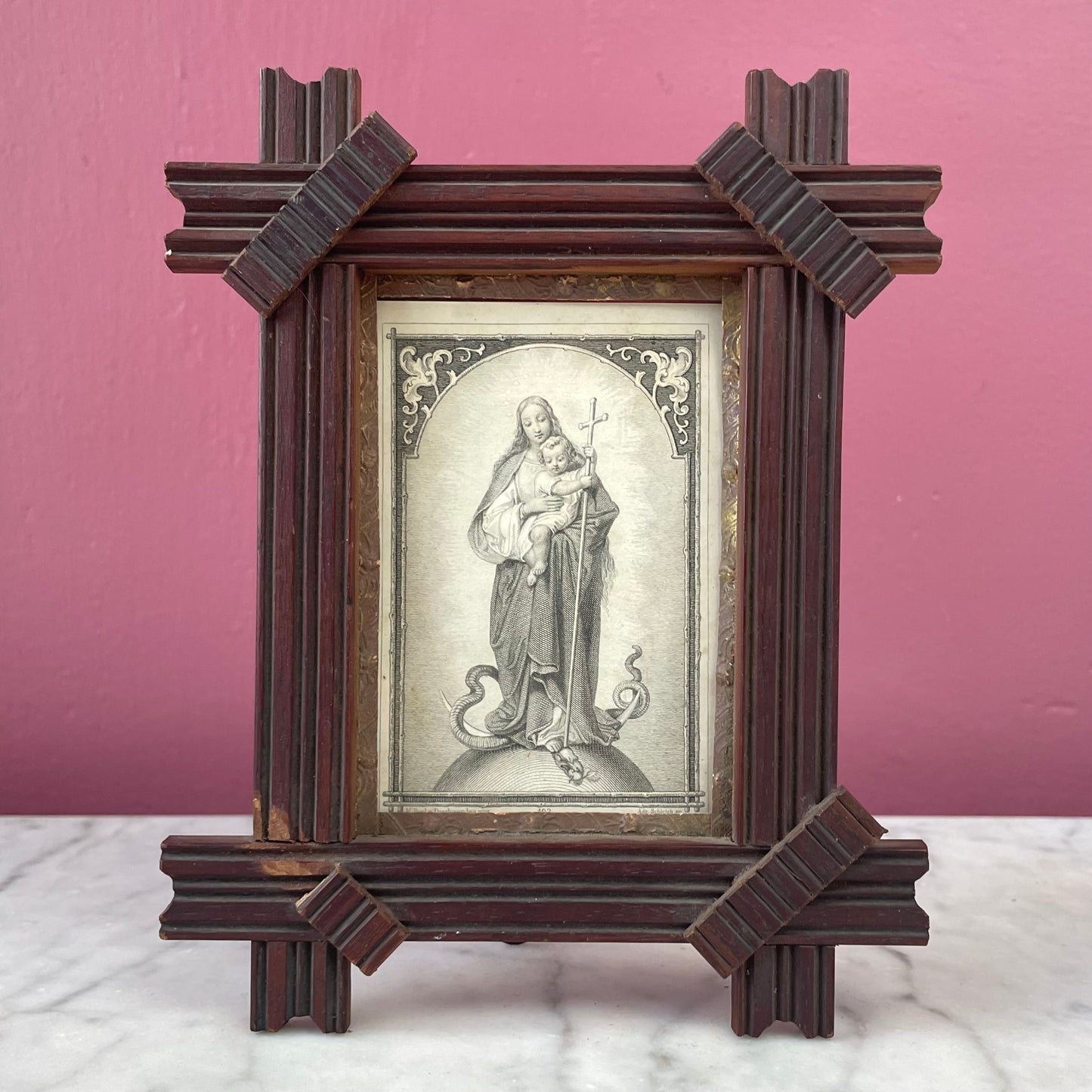 Blessed Mother in Miniature Victorian Frame