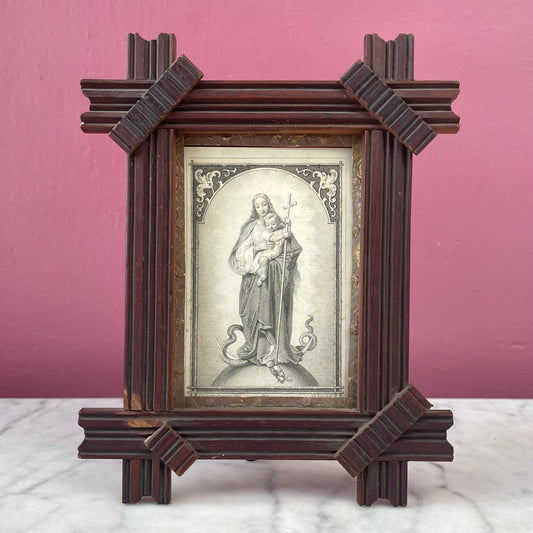 Blessed Mother in Miniature Victorian Frame