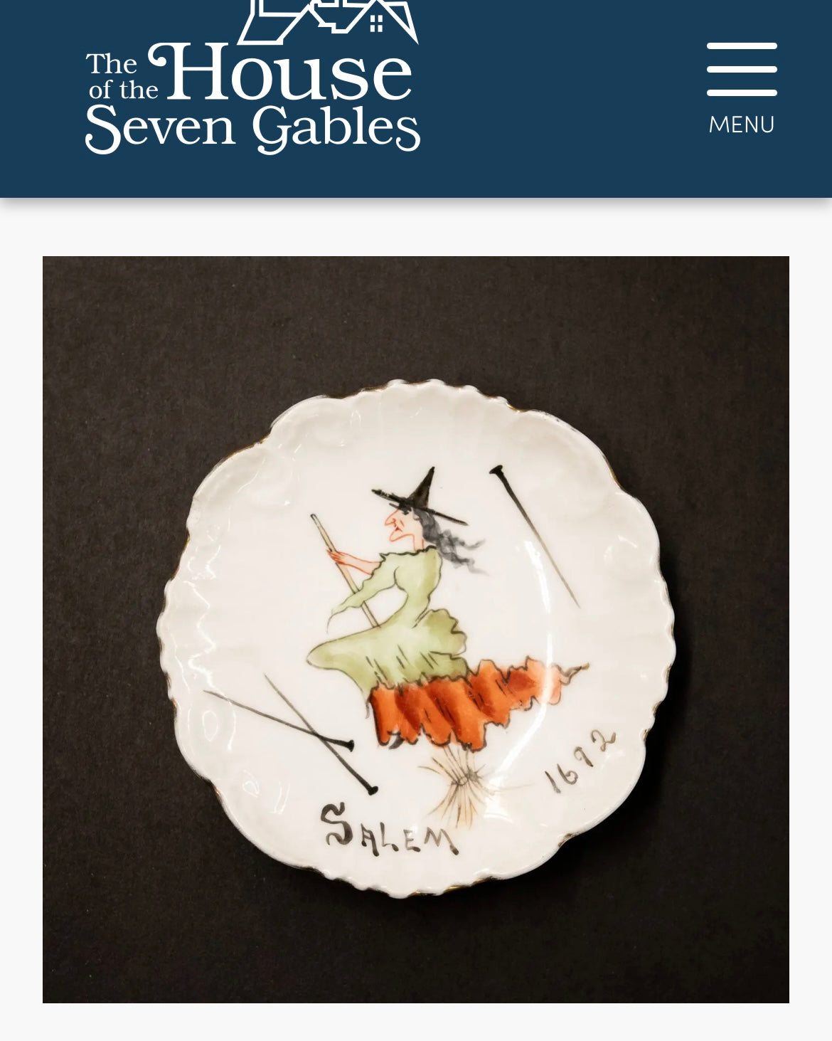Antique Hand Painted Porcelain Dish | Signed Ida Upton Paine | House of Seven Gables, Salem, MA