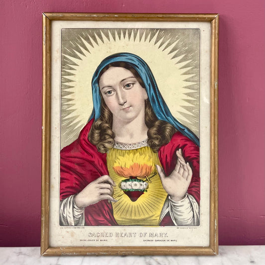 Sacred Heart of Mary | Antique Currier & Ives Print