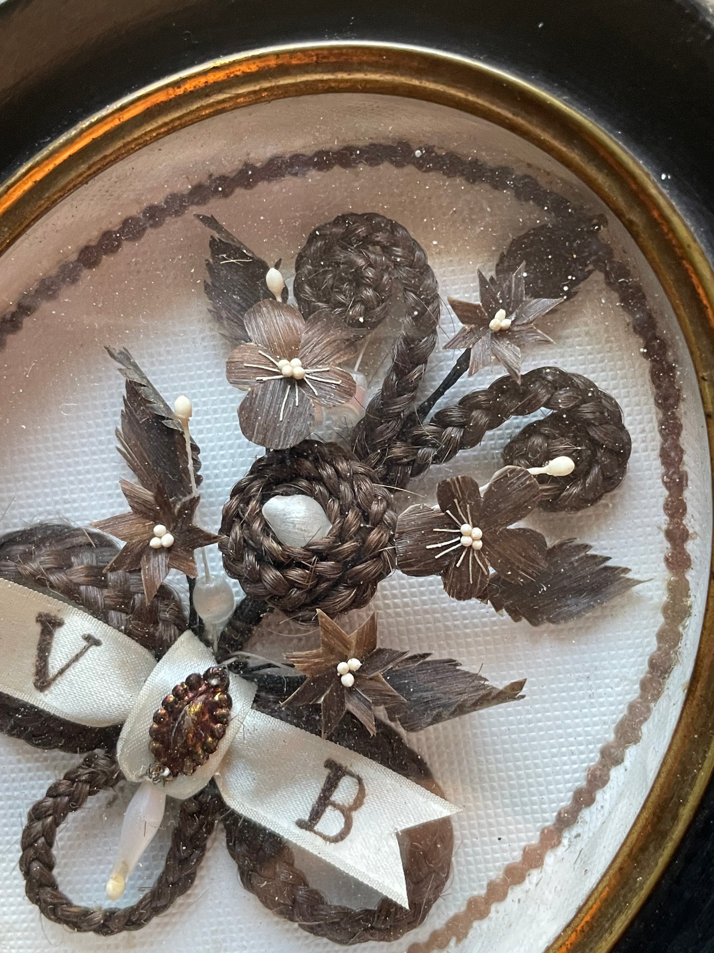 Antique French Hair Work Memorial | 1871