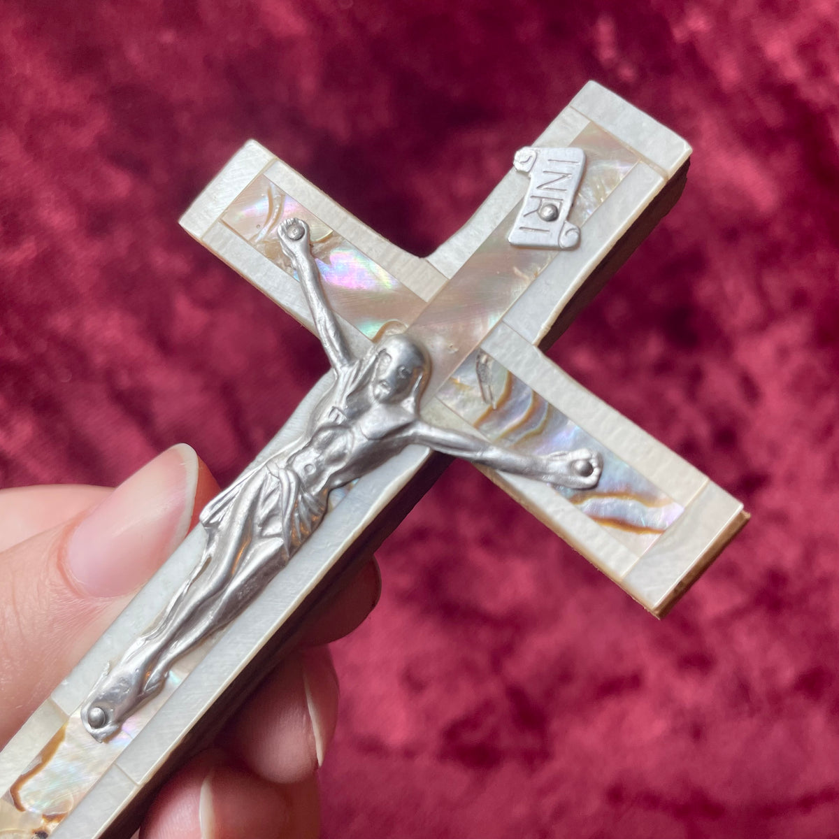 Vintage Abalone Crucifix | Holy Land Souvenir