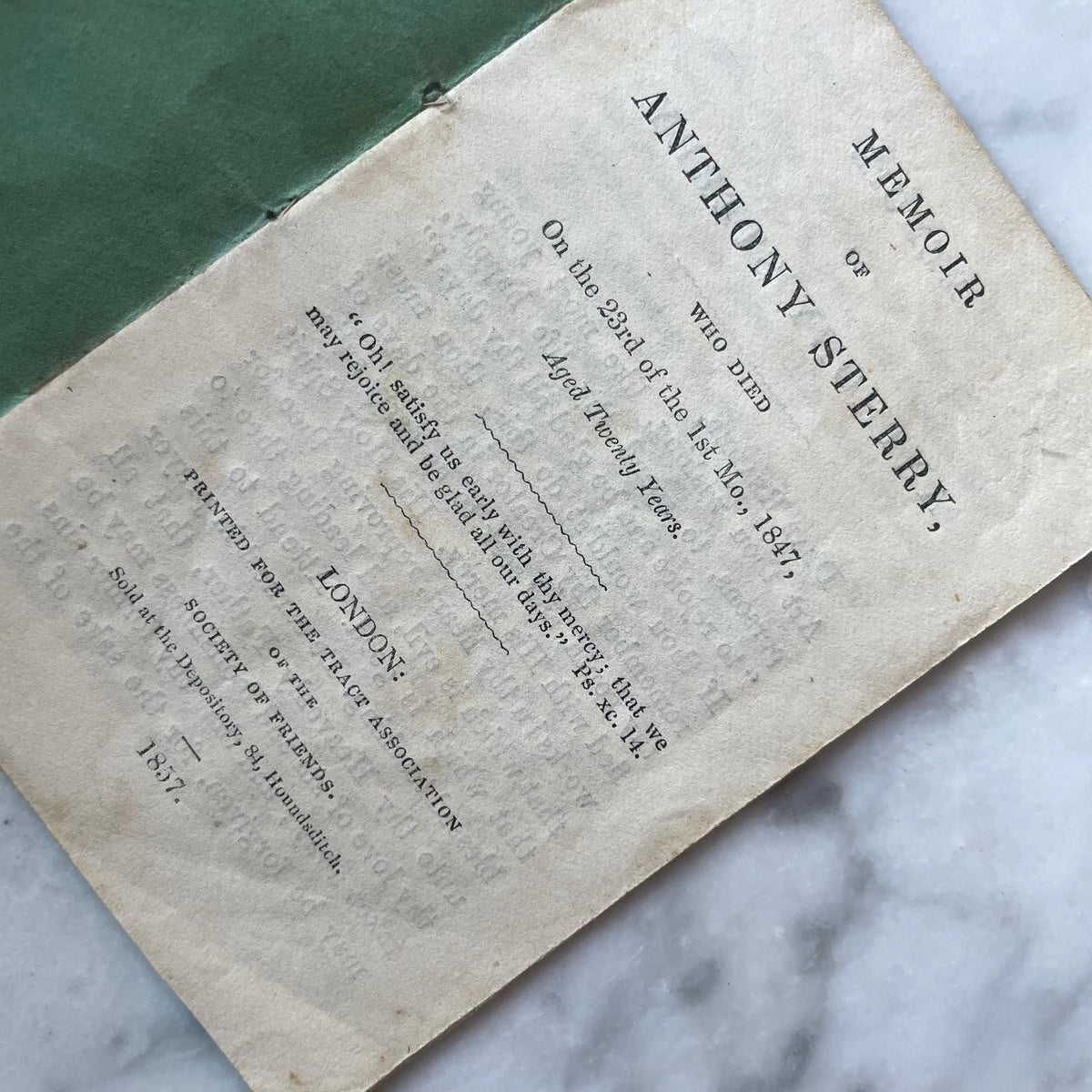 Memoir of Anthony Sterry | 1857 Mourning Chapbook