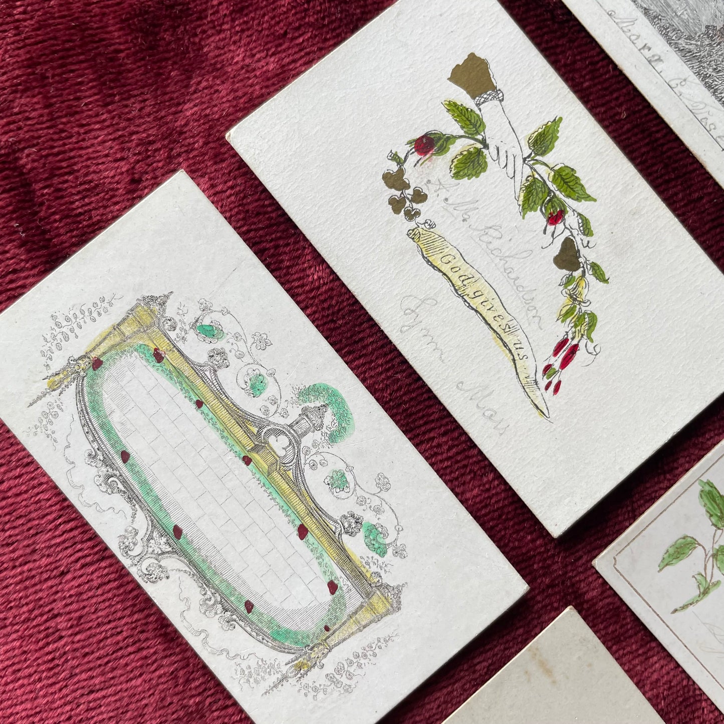 Early Victorian Hand Colored Calling Cards