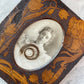 Antique Art Nouveau Pyrography Frame with Photo & Hair