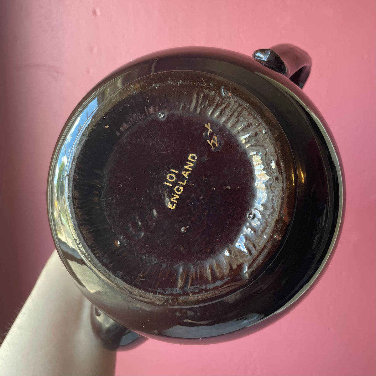 Vintage 1930s English Teapot with Rockingham Glaze & Moriage Enamel