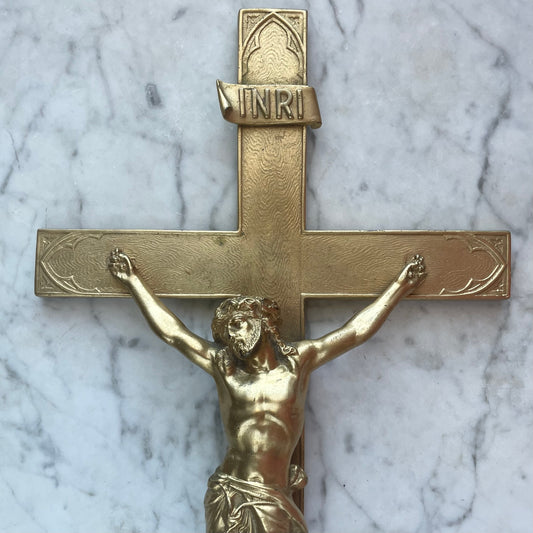 Antique Gold Gothic Crucifix