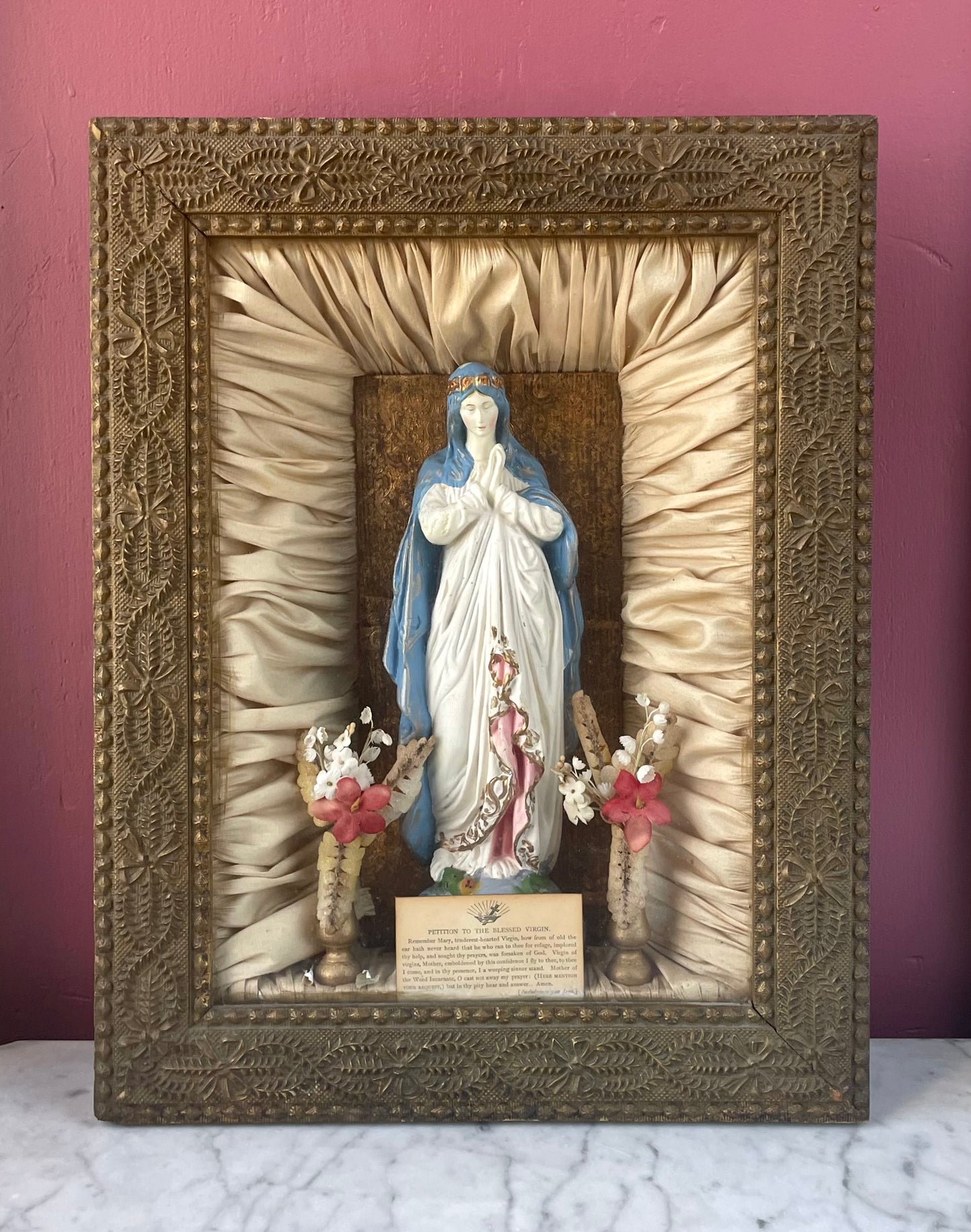 Antique Shadow Box Shrine to the Blessed Virgin