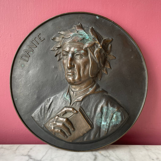 Antique Metal Plaque of Dante Alighieri