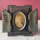 Victorian Photos on Glass in Blue Velvet Frames